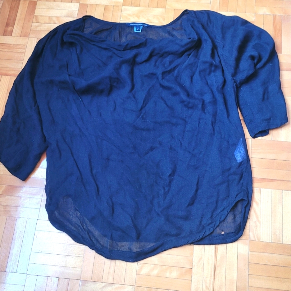 French Connection Black Sheer Top